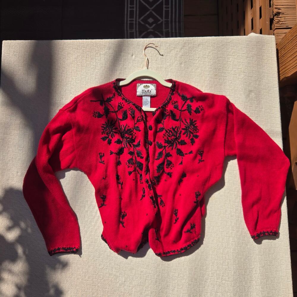 red & black whimsigoth cardigan